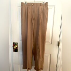 Men's 32”W x31.5”L  Tan Lightweight Dressy cuffed Pants - Pockets - Rayon Chinos